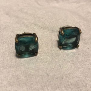 Large green blue translucent stud earrings